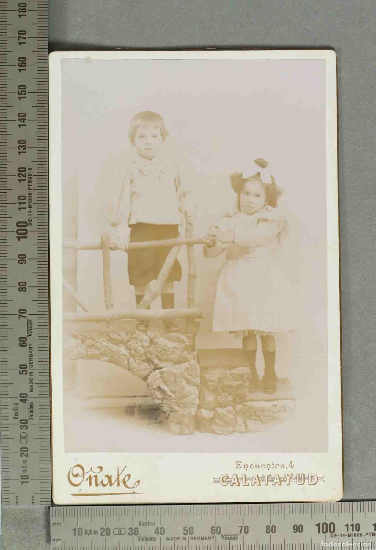 Fotograf&iacute;a antigua: CARTE DE VISITE. RETRATO HERMANOS NI&Ntilde;OS. O&Ntilde;ATE. CALATAYUD