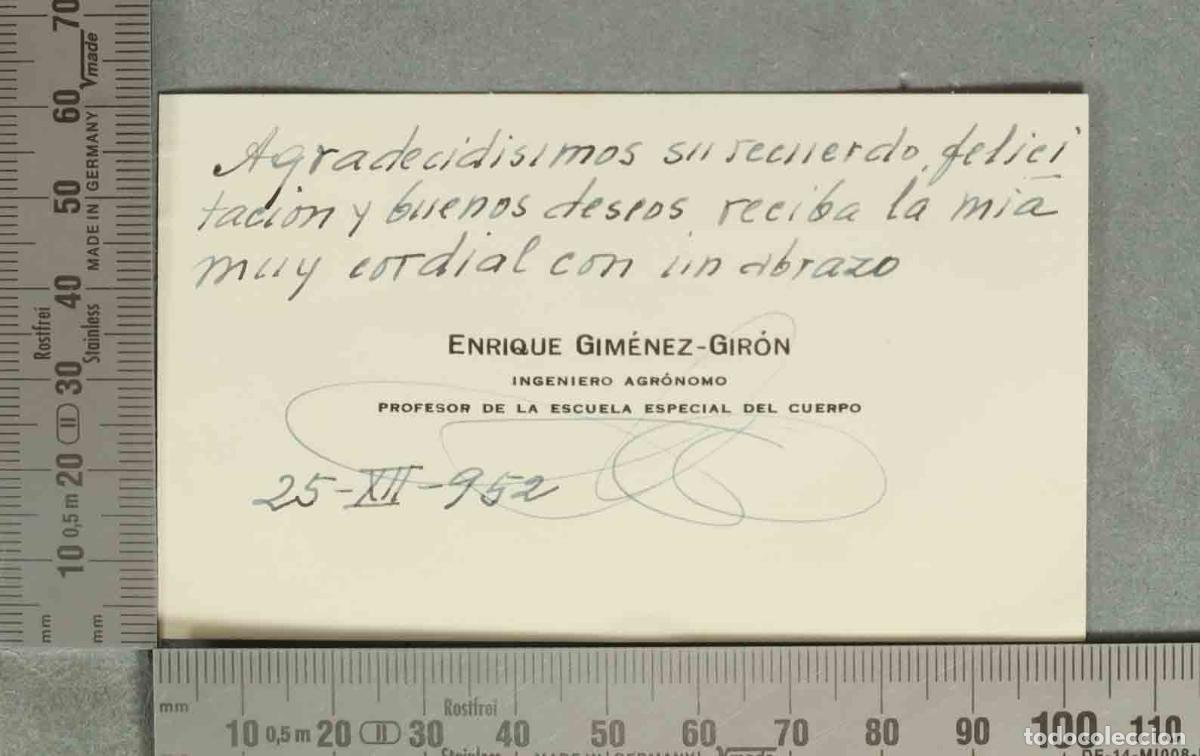 Fotograf&iacute;a antigua: Tarjeta de visita - ENRIQUE GIM&Eacute;NEZ-GIR&Oacute;N INGENIERO AGRONOMO PROFESOR DE LA ESCUELA DEL CUERPO