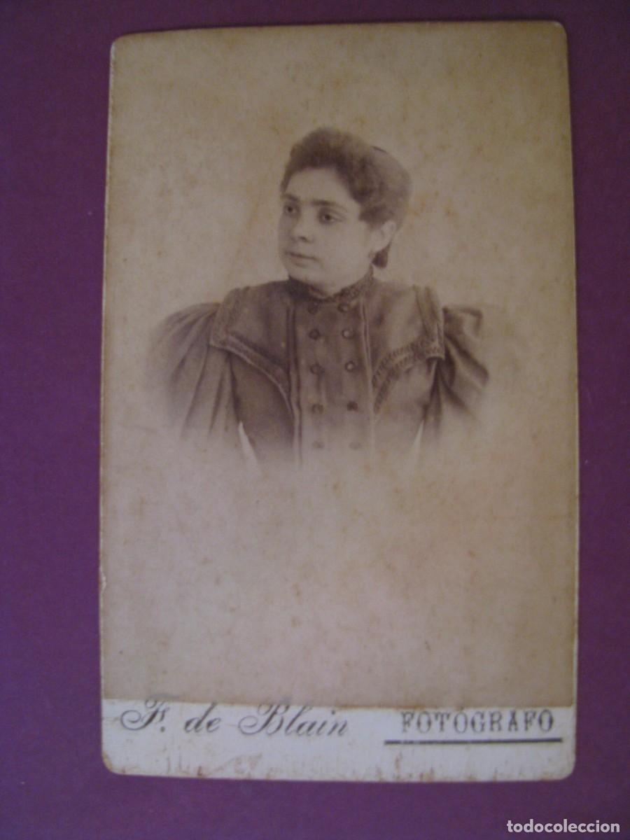 Fotograf&iacute;a antigua: ANTIGUA FOTO CDV. UNA MUJER. FOTOGRAFO F. DE BLAIN. 10X6 CM