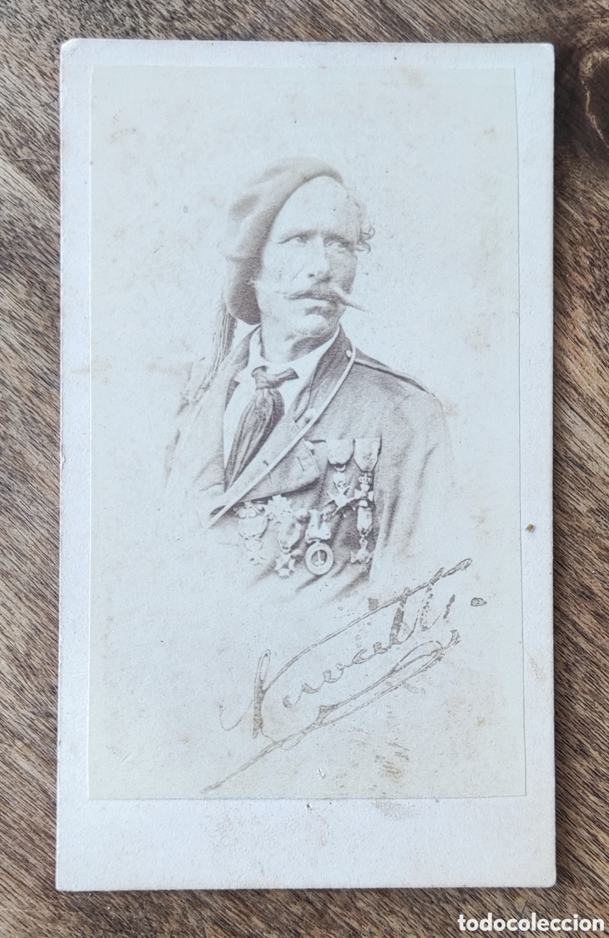 Fotograf&iacute;a antigua: Savalls Francisco (1817-1885). Carlista. Fotograf&iacute;a. Original. Firmada. Carlismo. Girona. La Pera.
