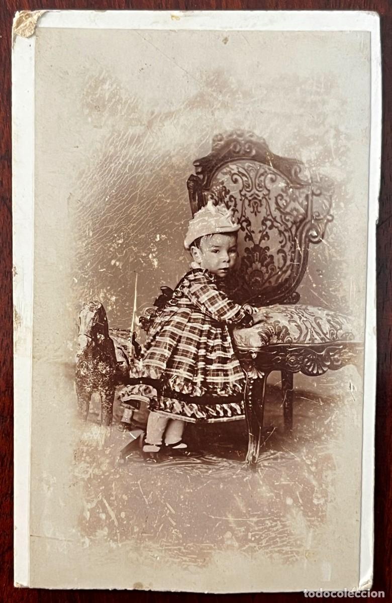 Antique Photography: Albumina CDV de ni&ntilde;a, Fotograf&iacute;a de Leandro y Dublan de Pamplona, CARTE DE VISITE MIDE 9,7 X 6,CMS.