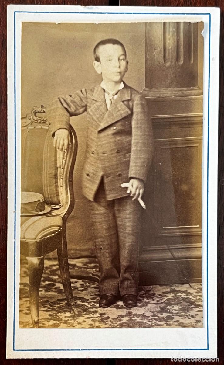 Fotografia antica: Albumina CDV de ni&ntilde;o, no consta fotografo, CARTE DE VISITE MIDE 10,3 X 6,3 CMS. SIGLO XIX, VER LAS D