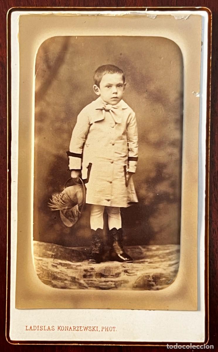 Fotografia antica: Albumina CDV de ni&ntilde;o, Fotografo Ldislas Konarzewski de St, Jean de Luz, bajos Pirineos, CARTE DE VIS