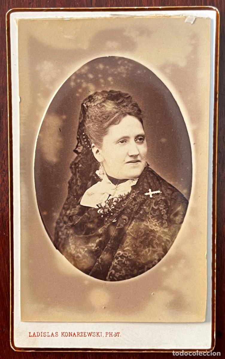 Fotografia antica: Albumina CDV de dama, Fotografo Ldislas Konarzewski de St, Jean de Luz, bajos Pirineos, CARTE DE VIS