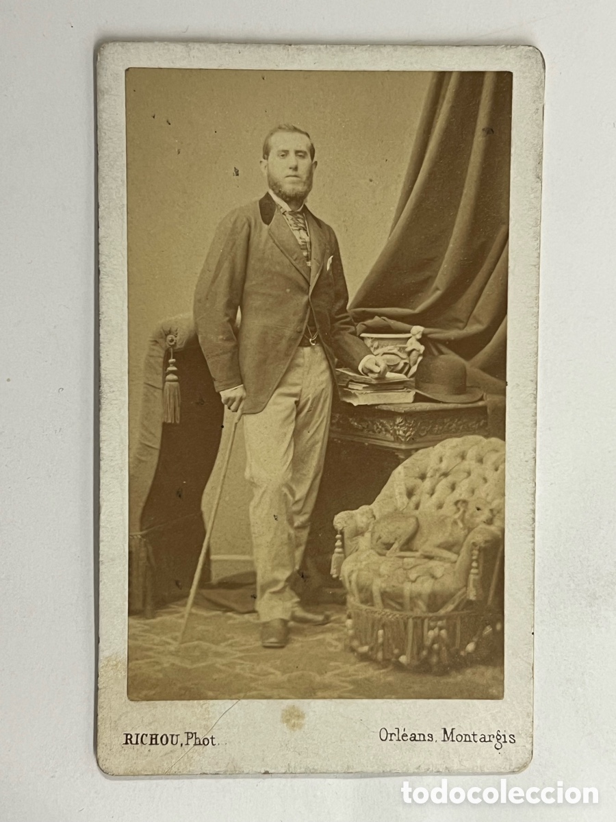 Fotograf&iacute;a antigua: ORLEANS, Francia. CDV, Carte de Visite. Caballero franc&eacute;s.. RICHOU, fot&oacute;grafo (fin Siglo XIX)