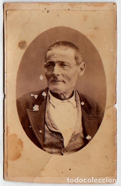 Fotograf&iacute;a antigua: Carta de Visita. CDV Anciano caballero. Labrador. Siglo XIX rc