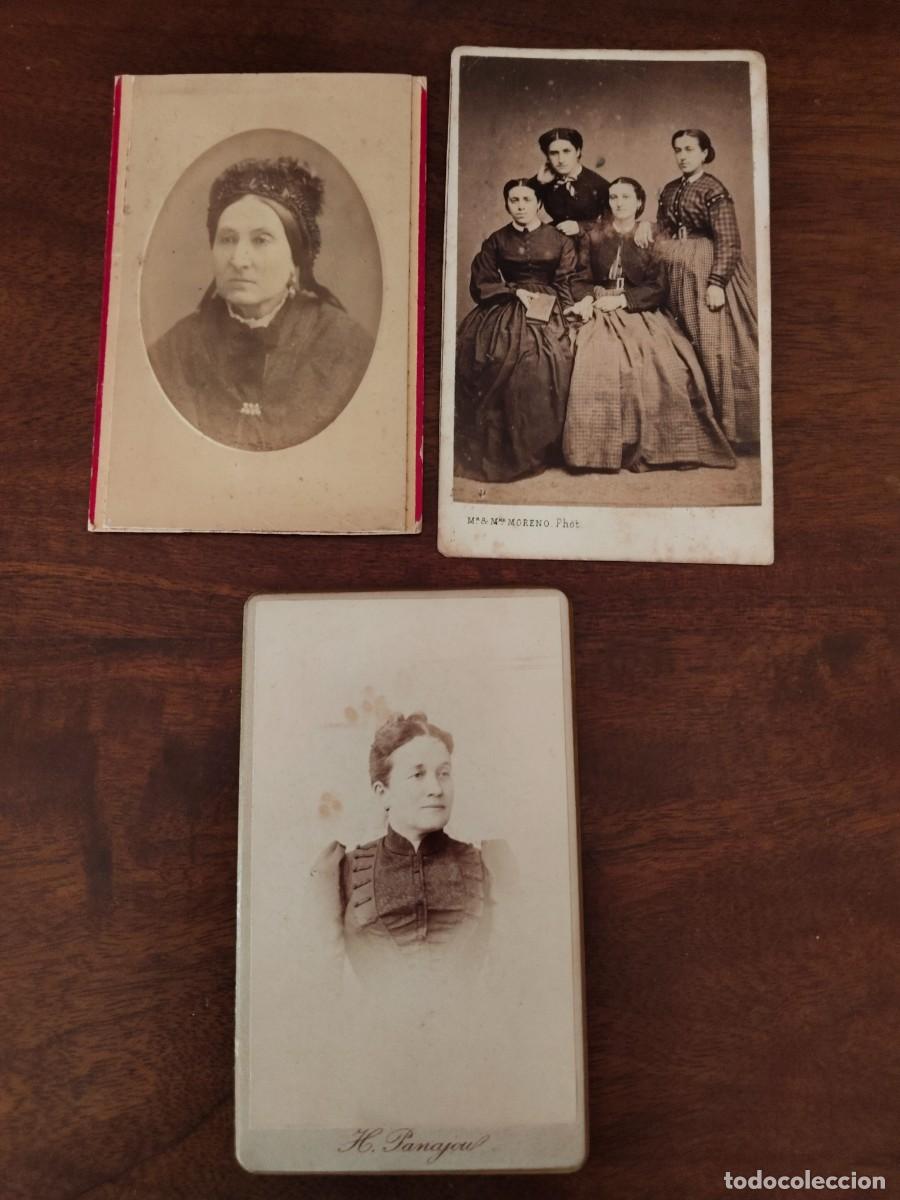 Fotografia antiga: 3 CDV de Damas. Ver fotos. Moreno de Bayona y otros fot&oacute;grafos.