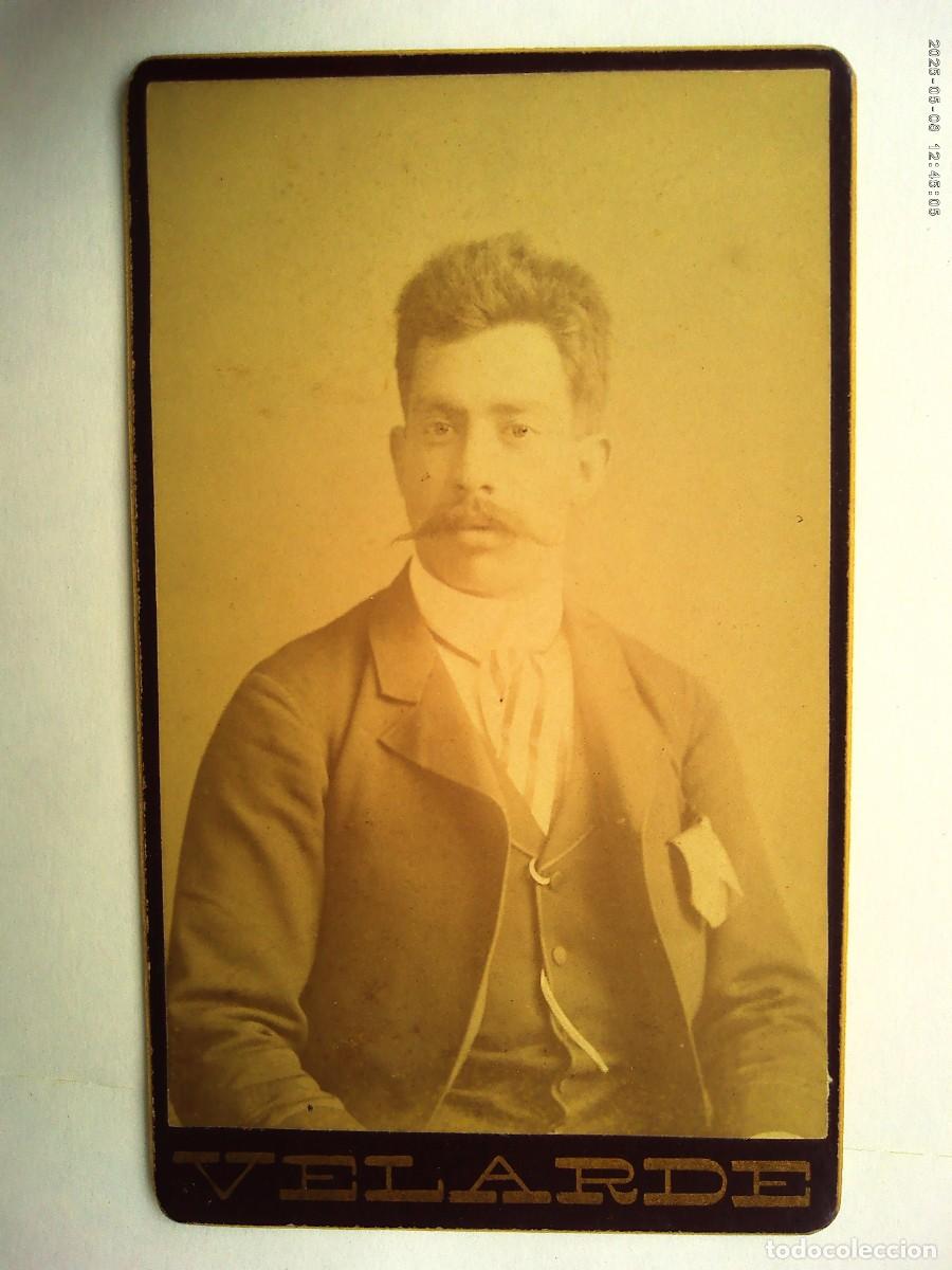Fotograf&iacute;a antigua: BONITA CDV DE JOVEN ELEGANTE MEXICANO , SIGLO XIX . DE VELARDE ( MEXICO )