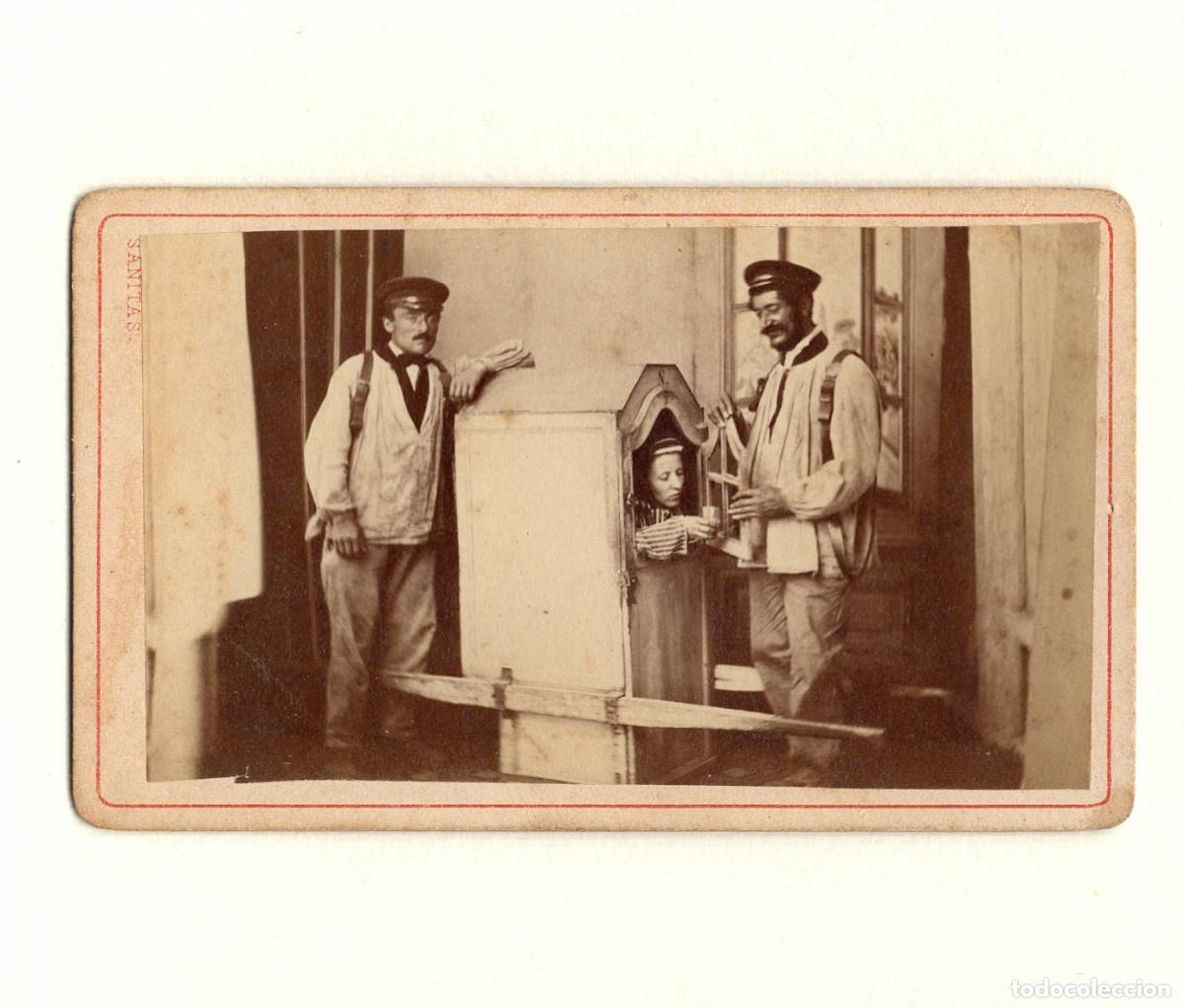 Fotograf&iacute;a antigua: PERSONAJES EN SILLA DE MANO, sanitas mont-dore, Clermont Ferrant. CDV
