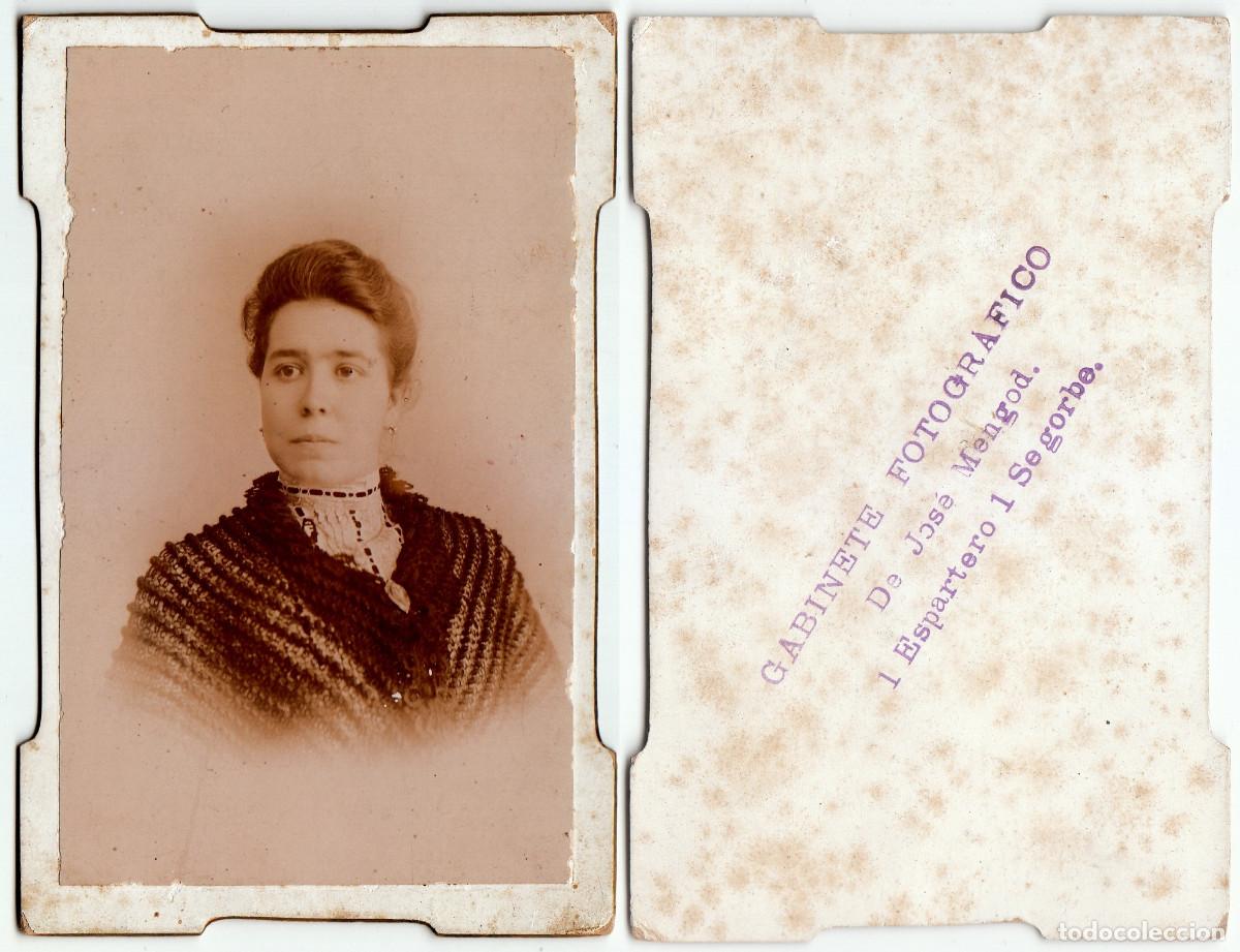 Alte Fotografie: Magn&iacute;fica foto Dama elegant&iacute;sima. Gabinete Fotogr&aacute;fico Jos&eacute; Mengod Segorbe Castell&oacute;n S XIX sv