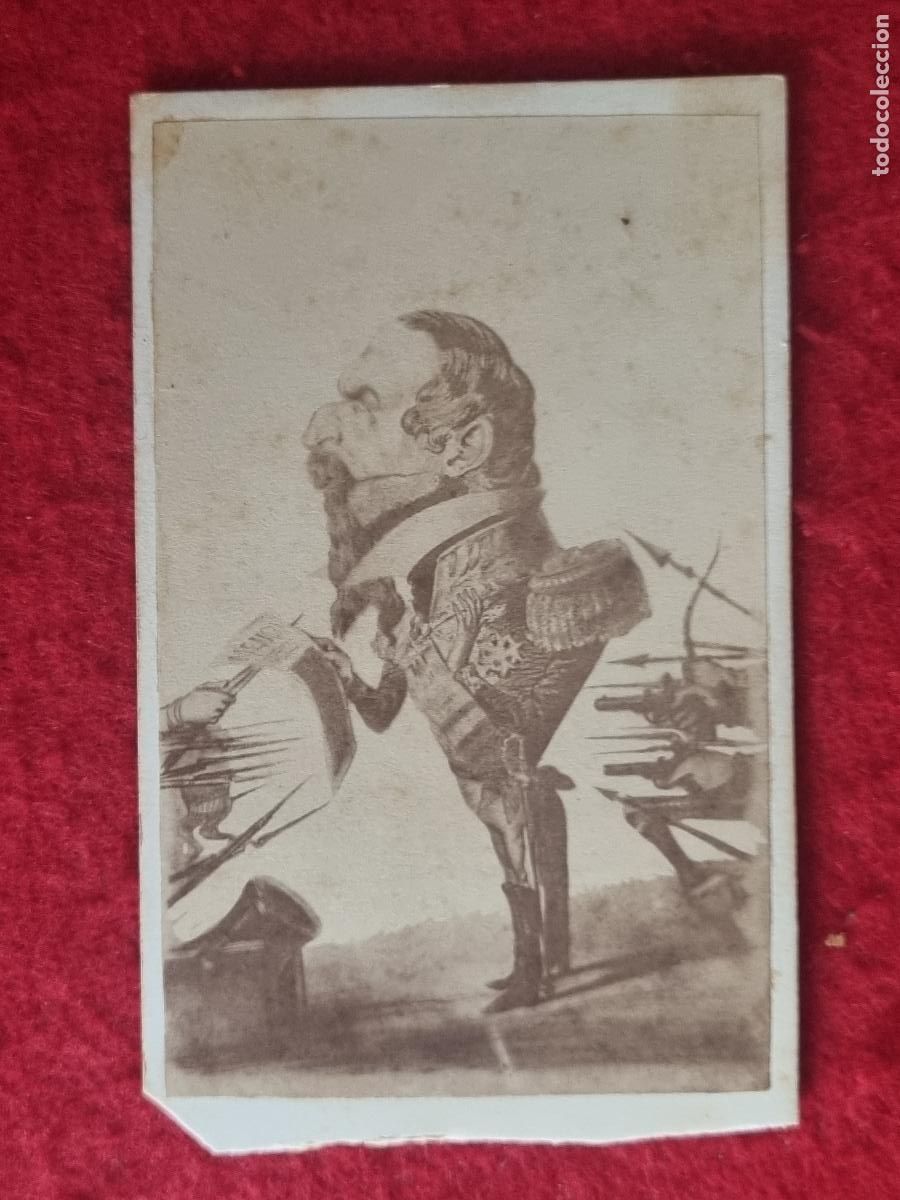 Alte Fotografie: FOTOGRAFIA TARJETA CARTA DE VISITA FOTO SIGLO XIX CARICATURA POLITICO MILITAR ESPA&Ntilde;O ORIGINAL TV2843