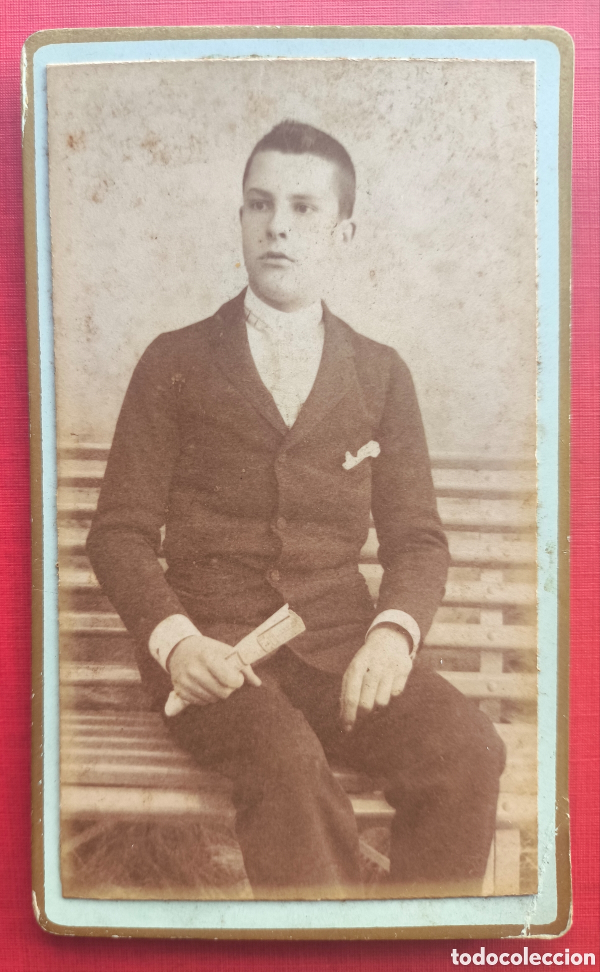 Fotograf&iacute;a antigua: CDV FOTOGRAF&Iacute;A RETRATO DE ESTUDIO CHICO JOVEN FOT&Oacute;GRAFO J. TRESSERRA SANT ANDREU BARCELONA 1890