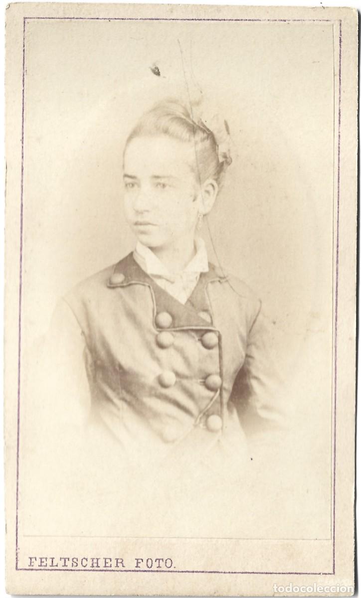 Fotograf&iacute;a antigua: 1867-72 CDV Carte de Visite retrato de una Dama Argentina fot&oacute;grafo Carlos Feltscher Buenos Aires