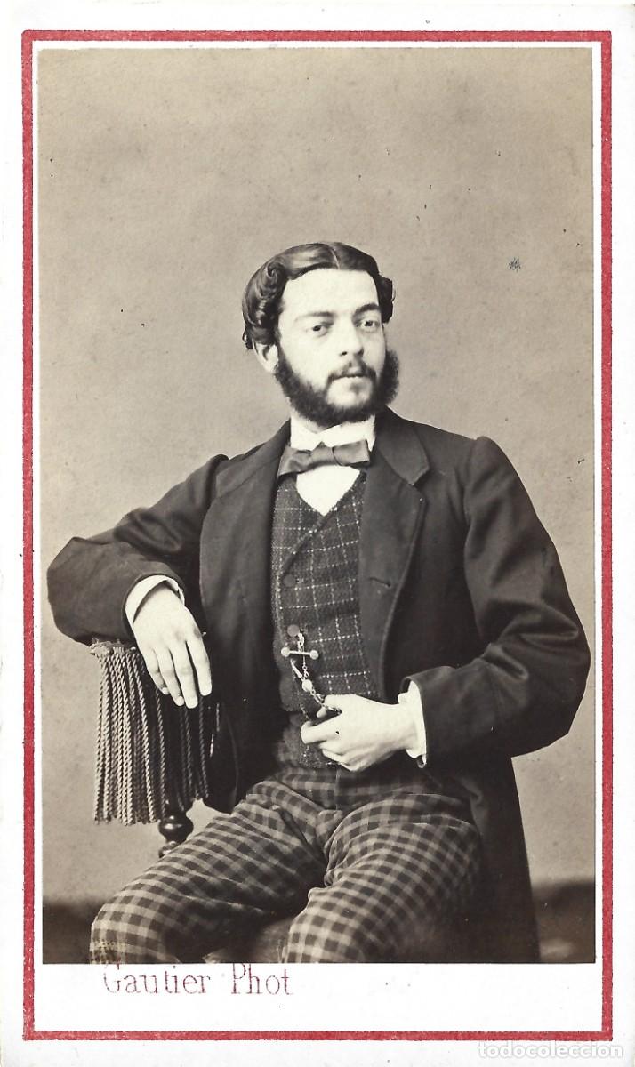 Fotograf&iacute;a antigua: 1862ca. CDV Carte de visite retrato. Inicios del fot&oacute;grafo GAUTIER en Madrid. Excelente LEER DESCRIP