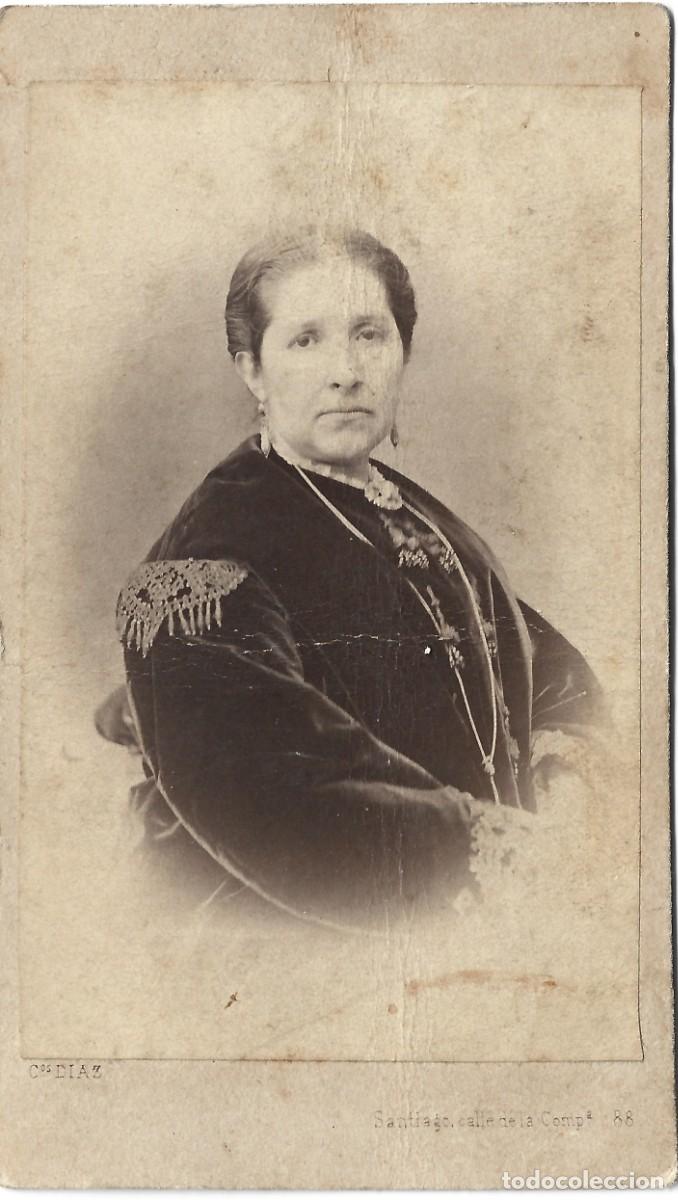 Fotograf&iacute;a antigua: 1861-1865 CDV carte de visite retrato dama CARLOS DIAZ Santiago, Chile LEER DESCRIP