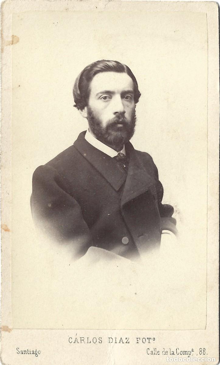 Fotograf&iacute;a antigua: 1860's CDV carte de visite retrato caballero CARLOS DIAZ Santiago, Chile