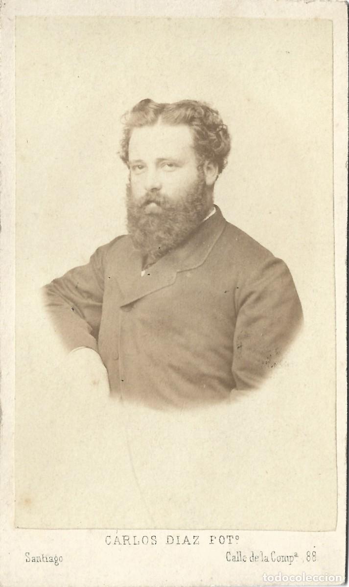 Fotograf&iacute;a antigua: 1860's CDV carte de visite retrato caballero CARLOS DIAZ Santiago, Chile