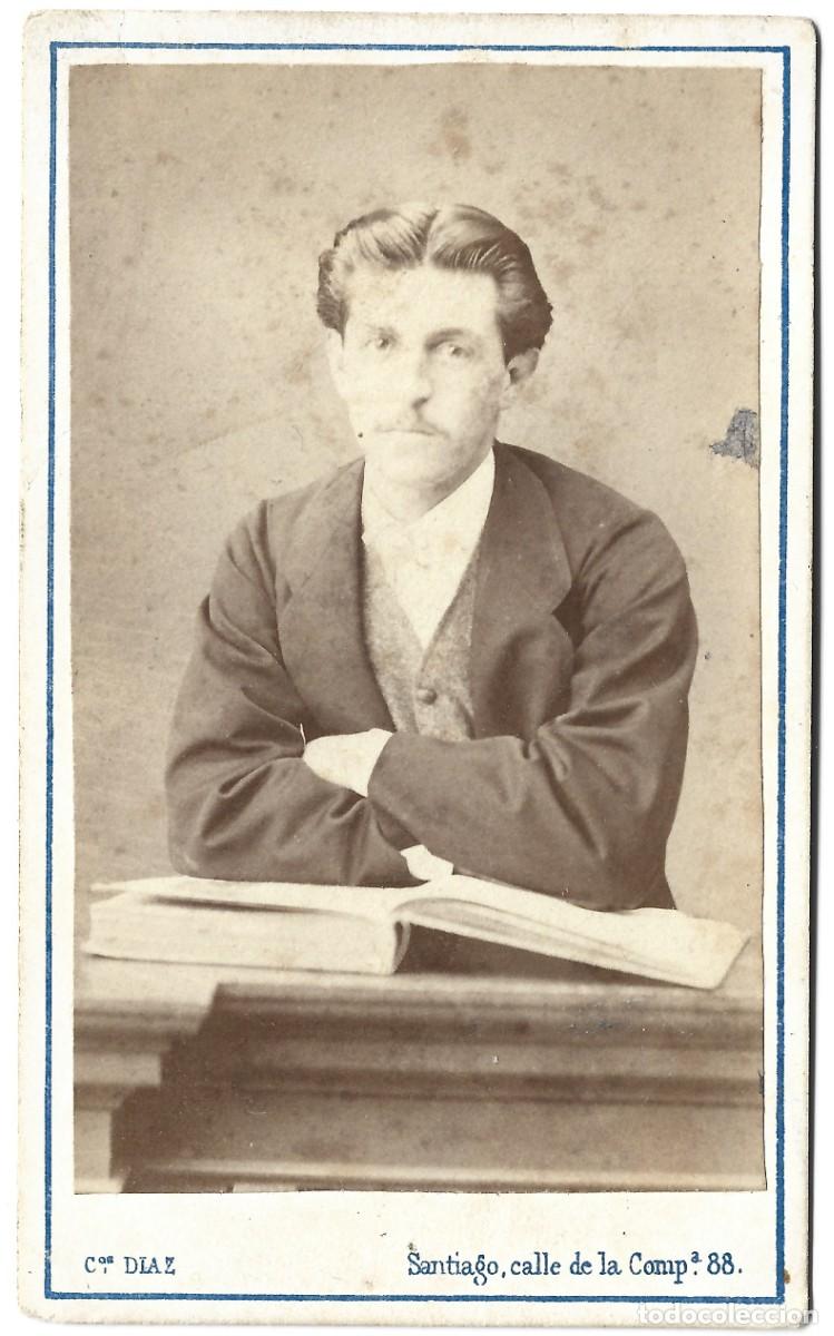 Fotograf&iacute;a antigua: 1860's CDV carte de visite retrato caballero CARLOS DIAZ Santiago, Chile