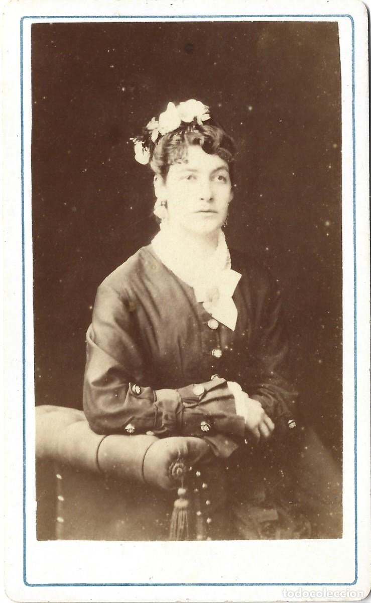 Alte Fotografie: 1877 CDV carte de visite retrato dama CASIANO DEL SOL Santiago, Chile
