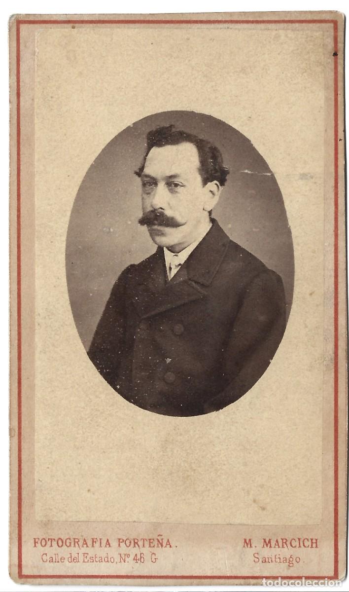 Fotograf&iacute;a antigua: 1870S CDV carte de visite retrato caballero FOTOGRAFIA PORTE&Ntilde;A Santiago, Chile LEER DESCRIPCION