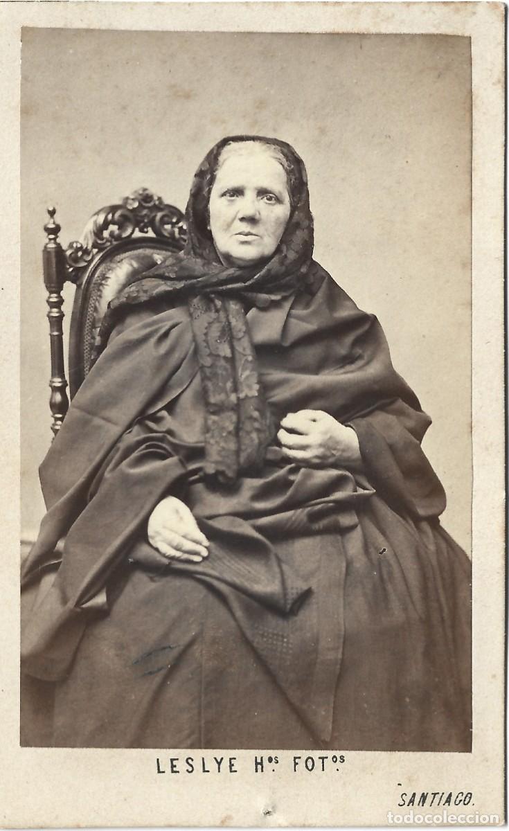 Fotograf&iacute;a antigua: 1864-68 CDV carte de visite retrato de una dama LESLYE HERMANOS Santiago, Chile LEER DESCRIP