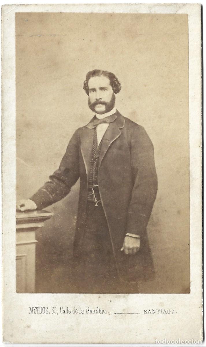 Fotograf&iacute;a antigua: 1861-63ca CDV carte de visite retrato caballero MYTHOS Santiago, Chile LEER DESCRIP