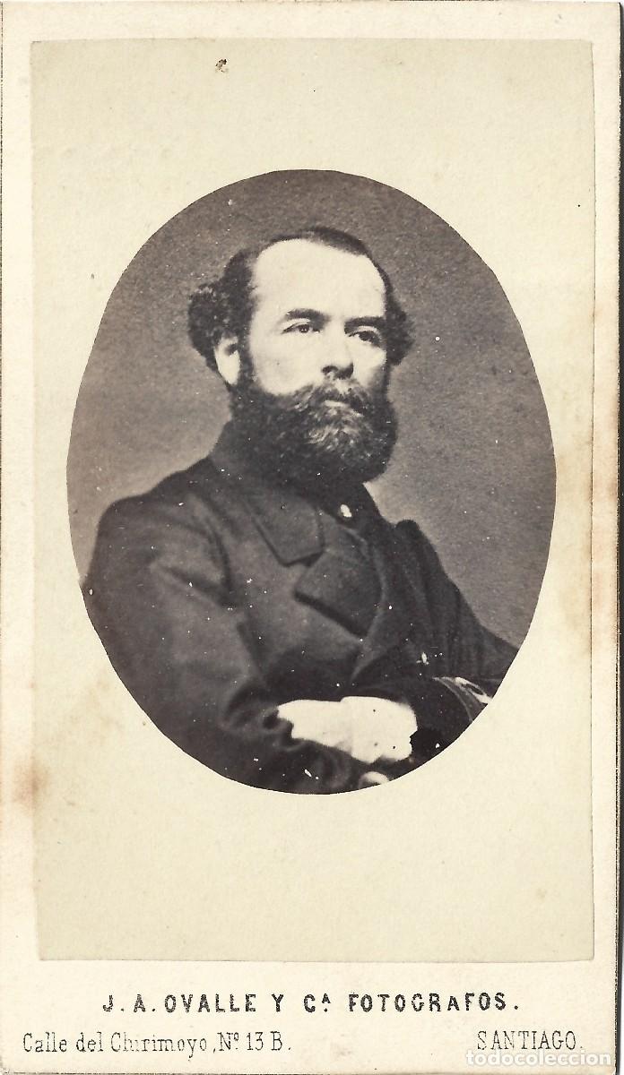 Fotograf&iacute;a antigua: 1860'S CDV carte de visite retrato caballero J.A. OVALLE Y CIA Santiago, Chile LEER DESCRIP