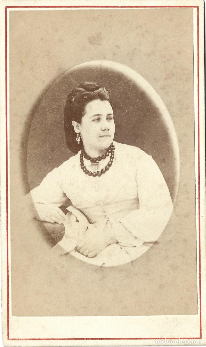 Fotograf&iacute;a antigua: 1870's CDV carte de visite retrato dama FRANCISCO LUIS RAYO Santiago, Chile