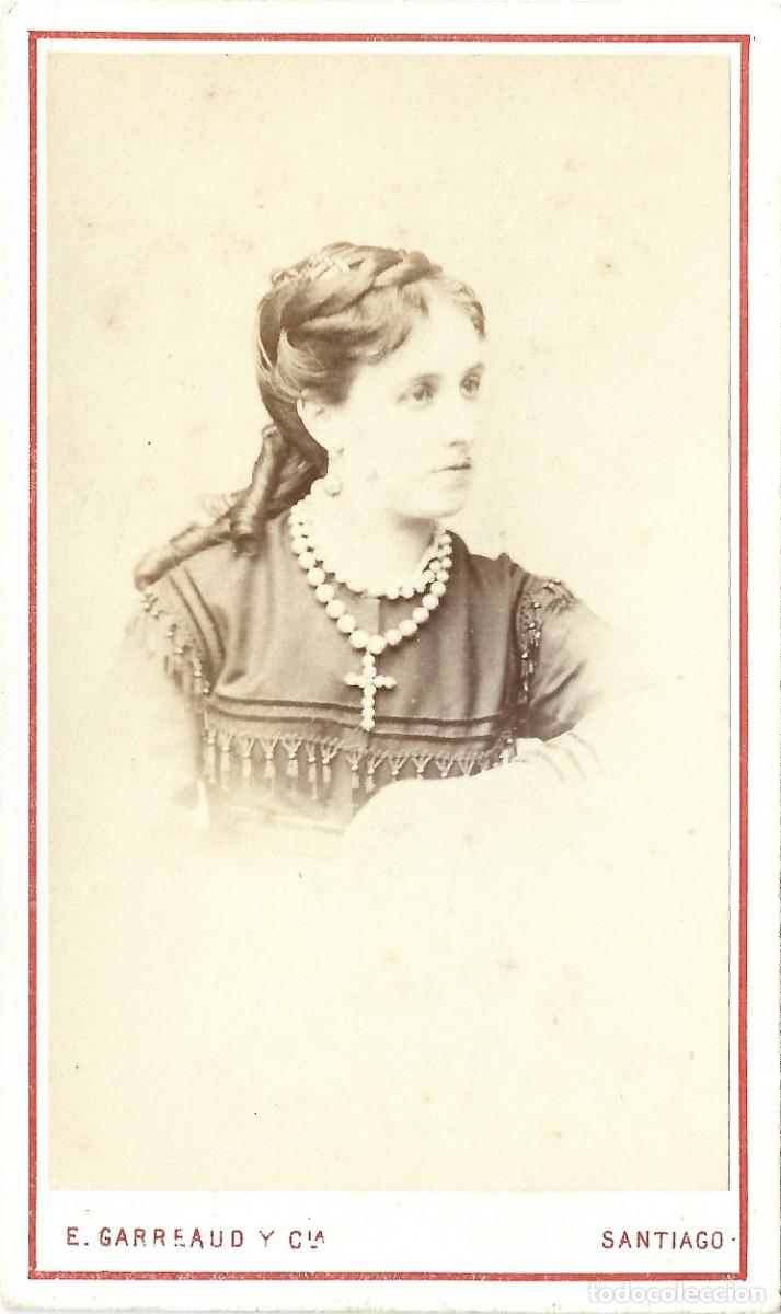 Fotograf&iacute;a antigua: 1872ca CDV carte de visite retrato dama GARREAUD Y CIA Santiago, Chile LEER DESCRIP