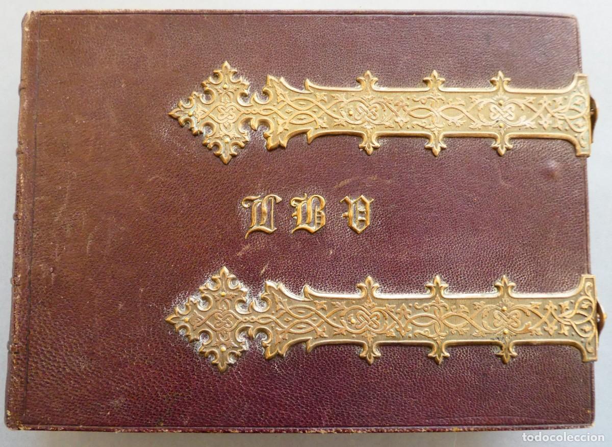 Fotograf&iacute;a antigua: ANTIGUO ALBUM DE PIEL CON CIERRES MET&Aacute;LICOS S.XIX