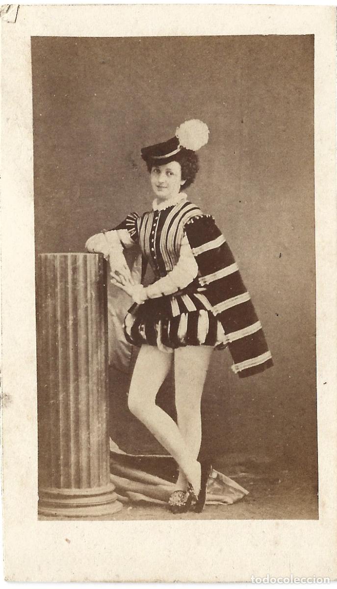 Fotograf&iacute;a antigua: 1861 CDV Carte de visite Sarolta Bujanovics citada cat&aacute;logo Artistas Dram&aacute;ticos LAURENT Teatro Real