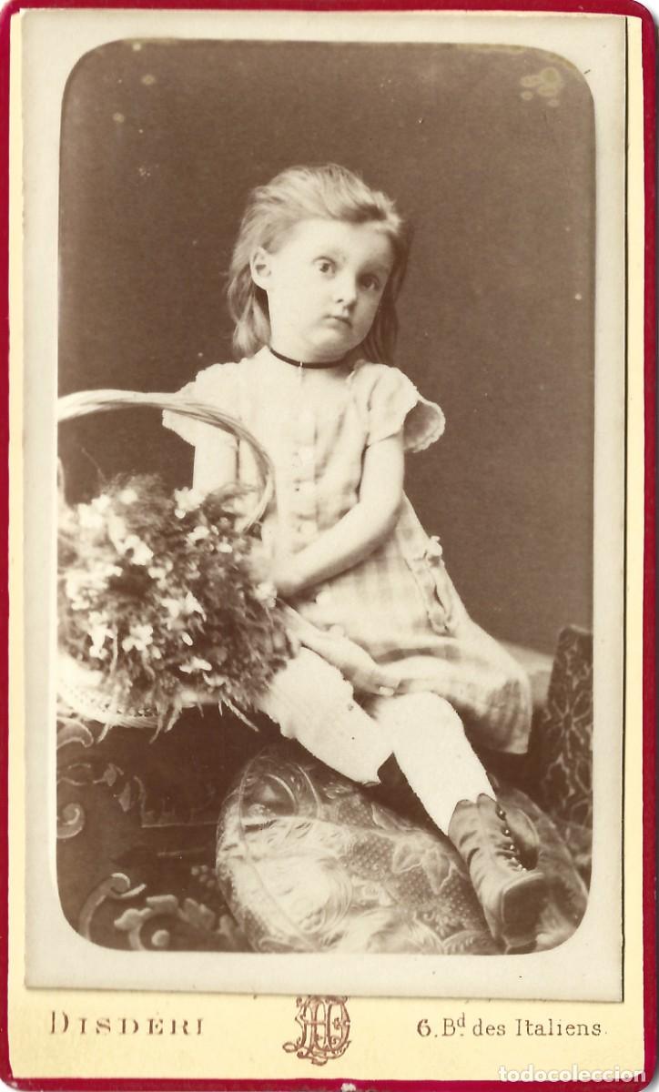 Fotograf&iacute;a antigua: cdv Carte de visite retrato de una ni&ntilde;a. Disd&eacute;ri, Par&iacute;s