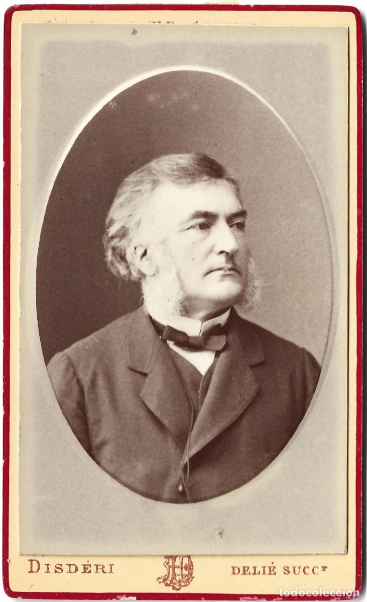 Fotograf&iacute;a antigua: cdv Carte de visite retrato de un caballero. DELI&Eacute;, Par&iacute;s (Sucesor de Disd&eacute;ri) LEER