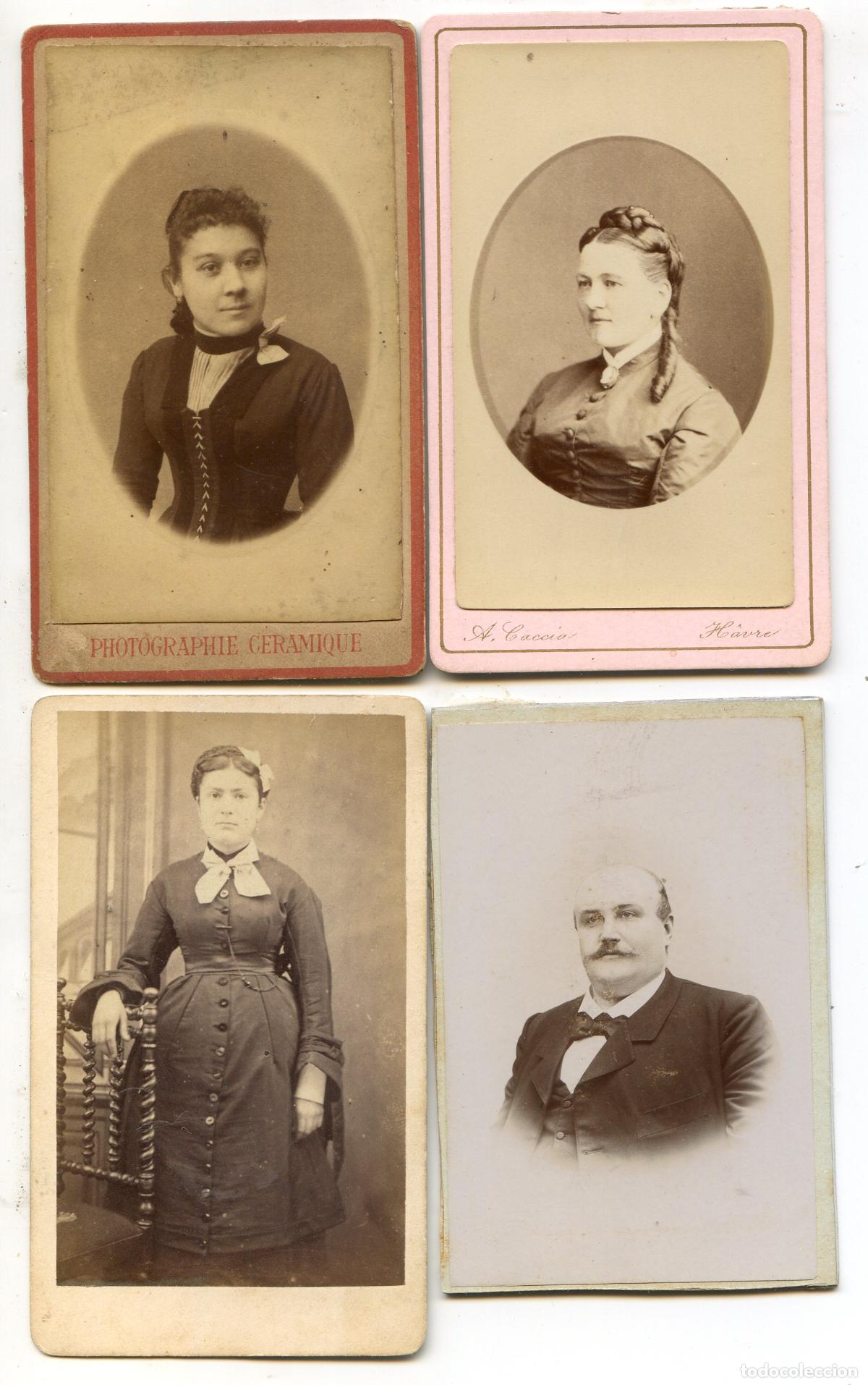 Fotografia antiga: Lote de 4 CDV de retratos varios, fot&oacute;grafos franceses, Photographie ceramique