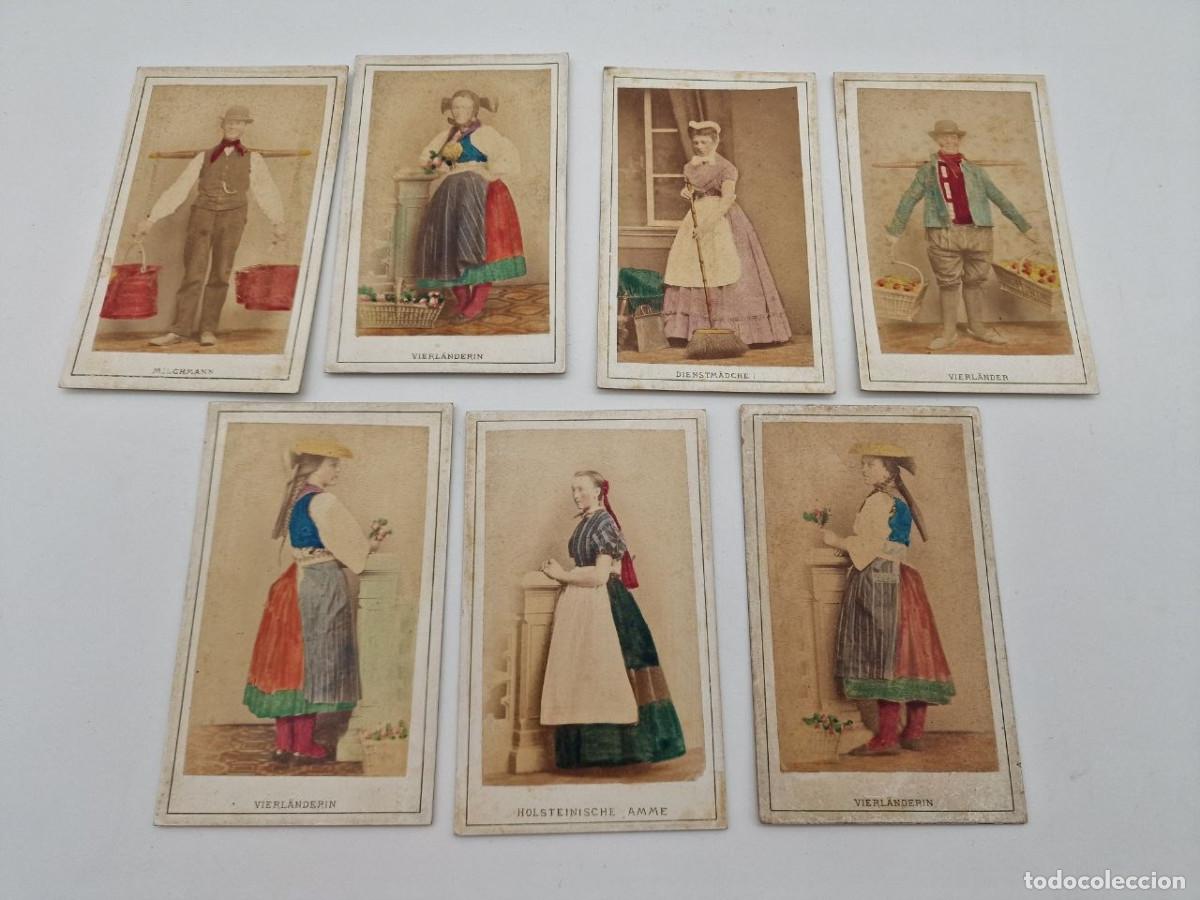 Fotograf&iacute;a antigua: PRECIOSA SERIE DE 7 CARTE DE VISITE ALEMANAS COLOREADAS, TIPOS POPULARES, JULIUS HAHN