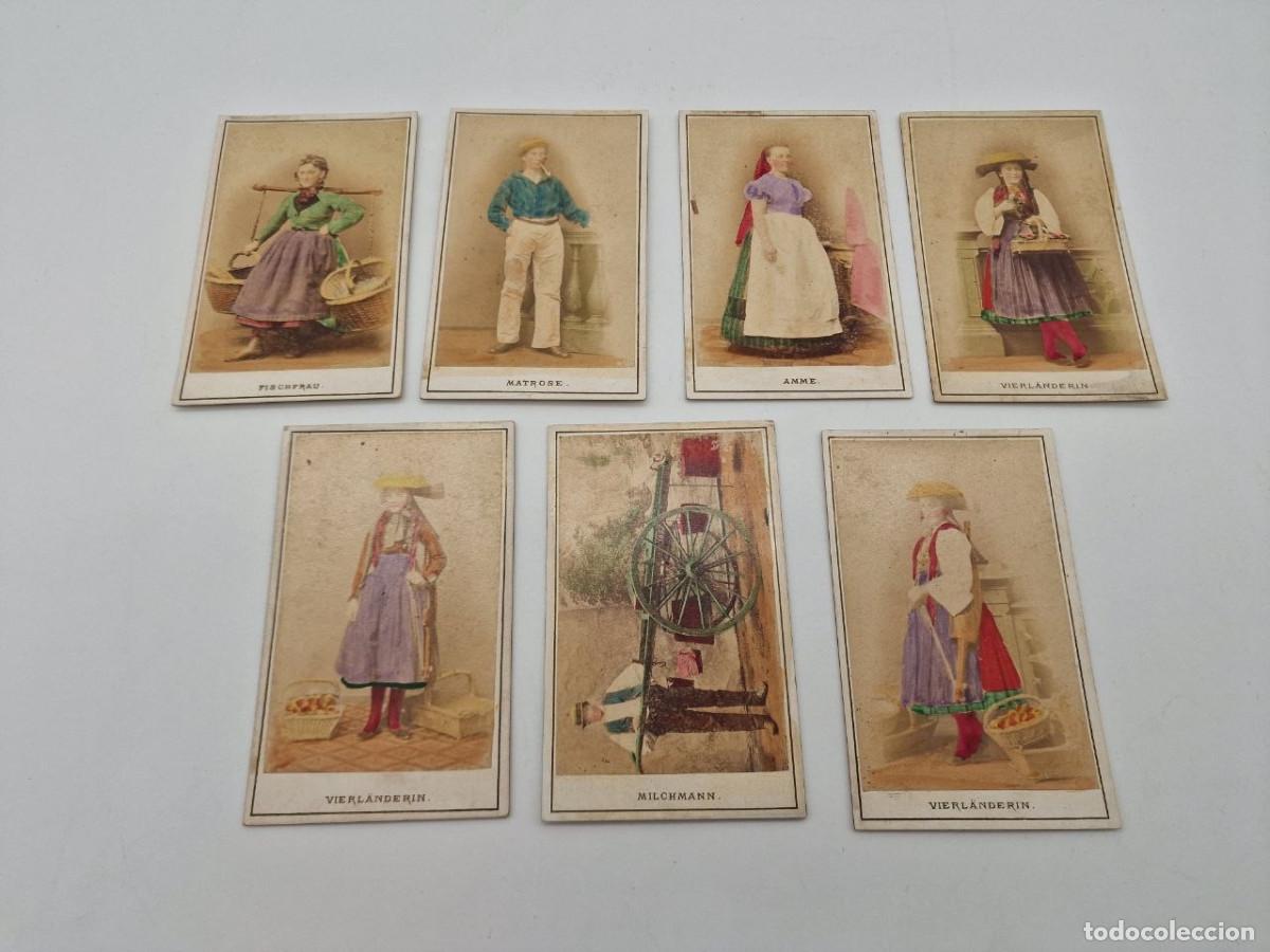 Fotograf&iacute;a antigua: PRECIOSA SERIE DE 7 CARTE DE VISITE ALEMANAS COLOREADAS, TIPOS POPULARES, E. HATTORFF