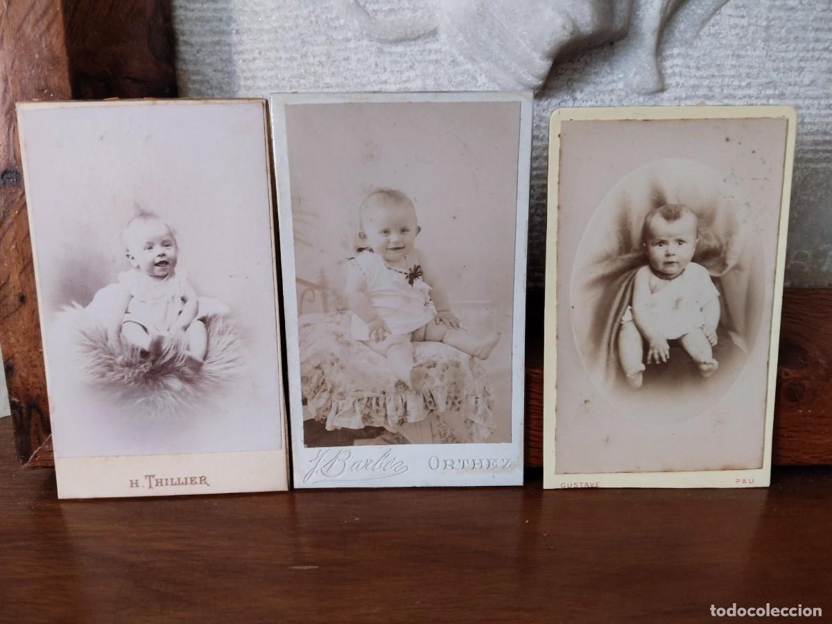 Photographie ancienne: 3 CDV Beb&eacute;s. Finales del XIX.