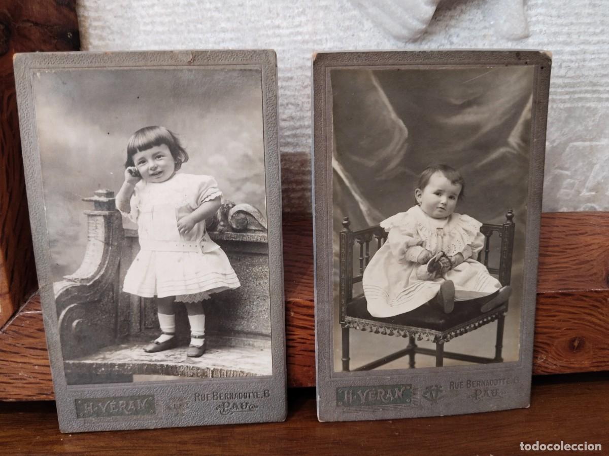 Photographie ancienne: Pareja de CDV ni&ntilde;os. Henri V&eacute;ran. Pau.