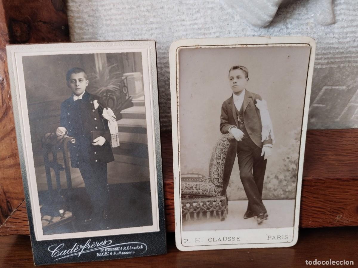Photographie ancienne: Pareja de CDV Ni&ntilde;os de Comuni&oacute;n. Originales.