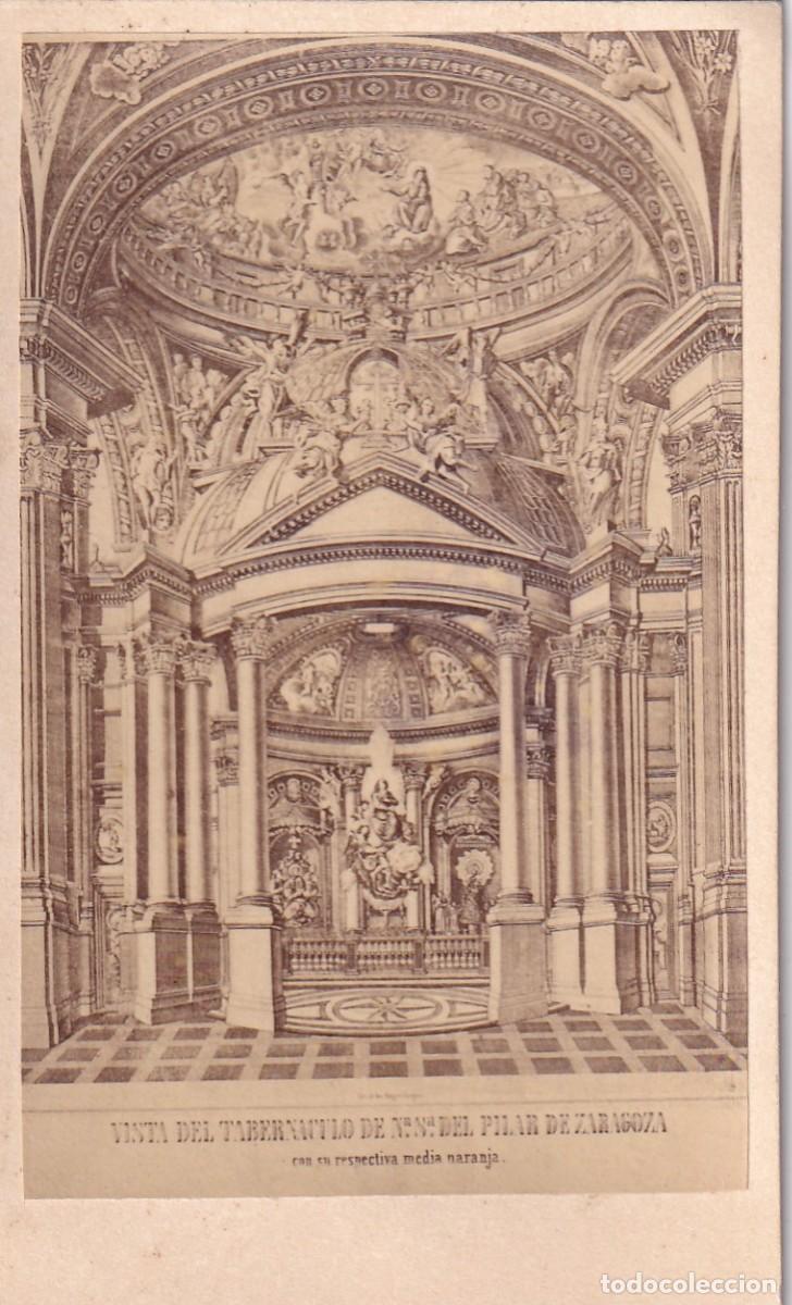 Alte Fotografie: Alb&uacute;mina Vista del tabern&aacute;culo de Nuestra Se&ntilde;ora del Pilar de Zaragoza. No figura fot&oacute;grafo.