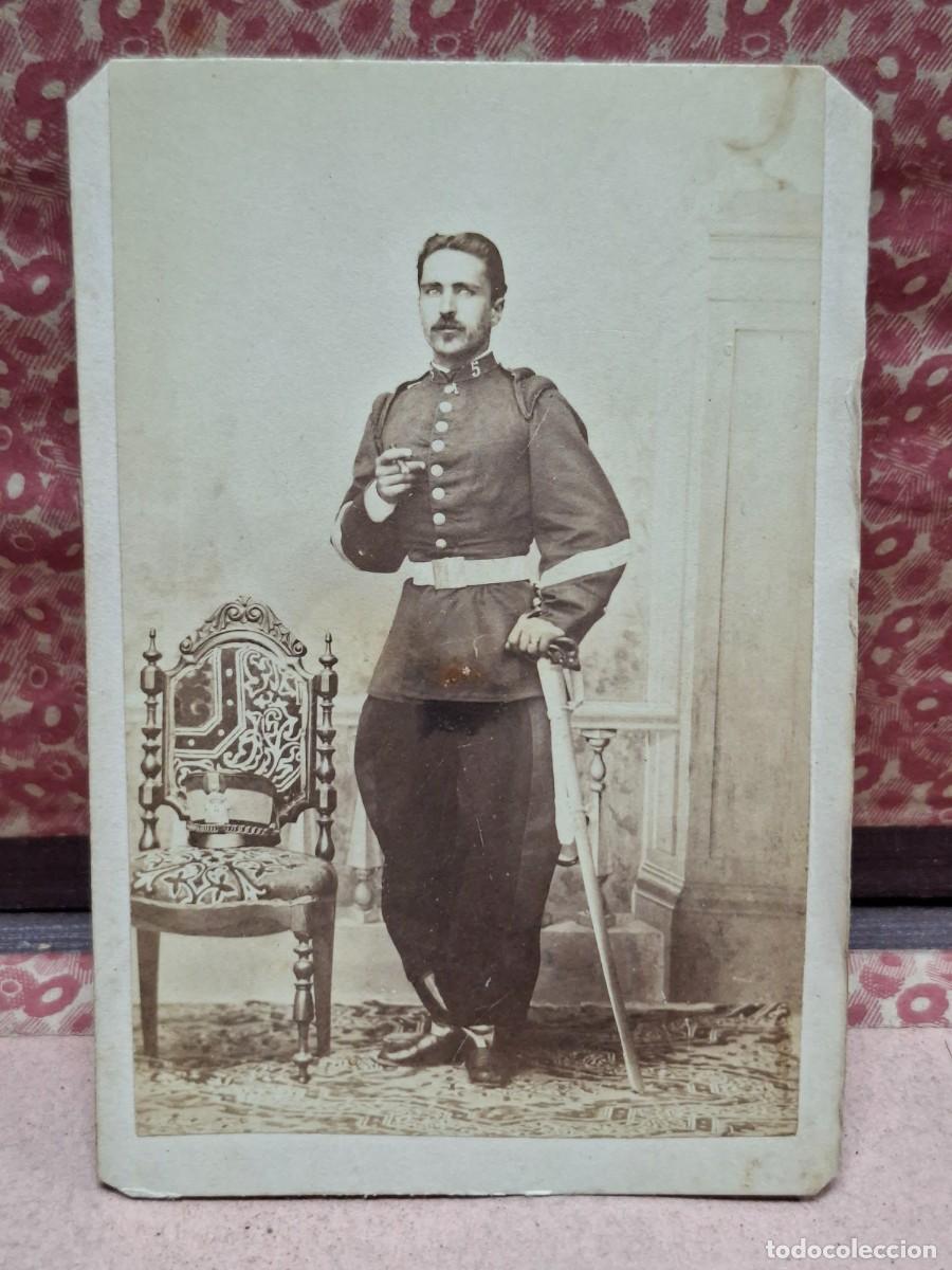 Fotograf&iacute;a antigua: ANTIGUA FOTOGRAFIA ALBUMINA CDV RETRATO MILITAR RAMON FERNANDEZ BURGOS S XIX