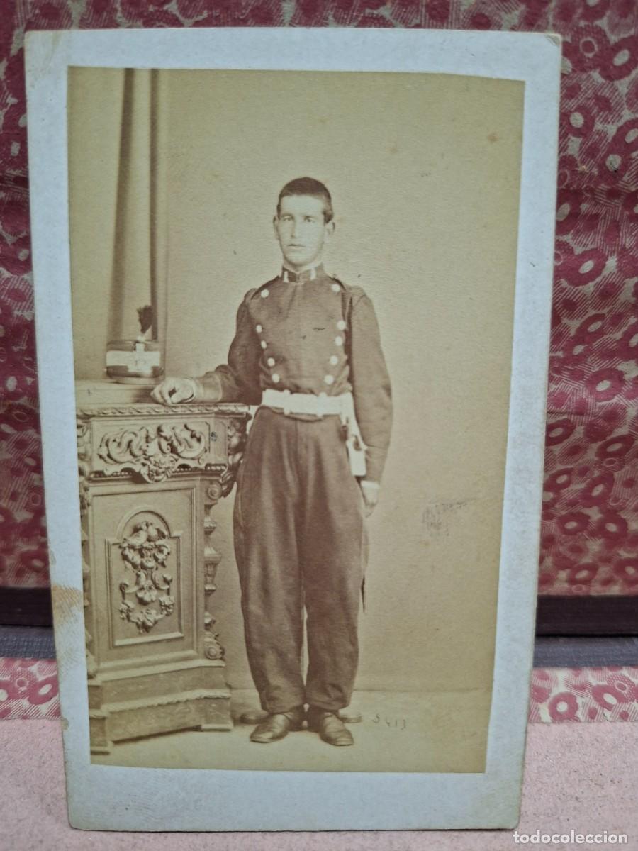 Fotograf&iacute;a antigua: ANTIGUA FOTOGRAFIA ALBUMINA CDV RETRATO MILITAR J. GUTIERREZ SAN BERNARDO MADRID S XIX