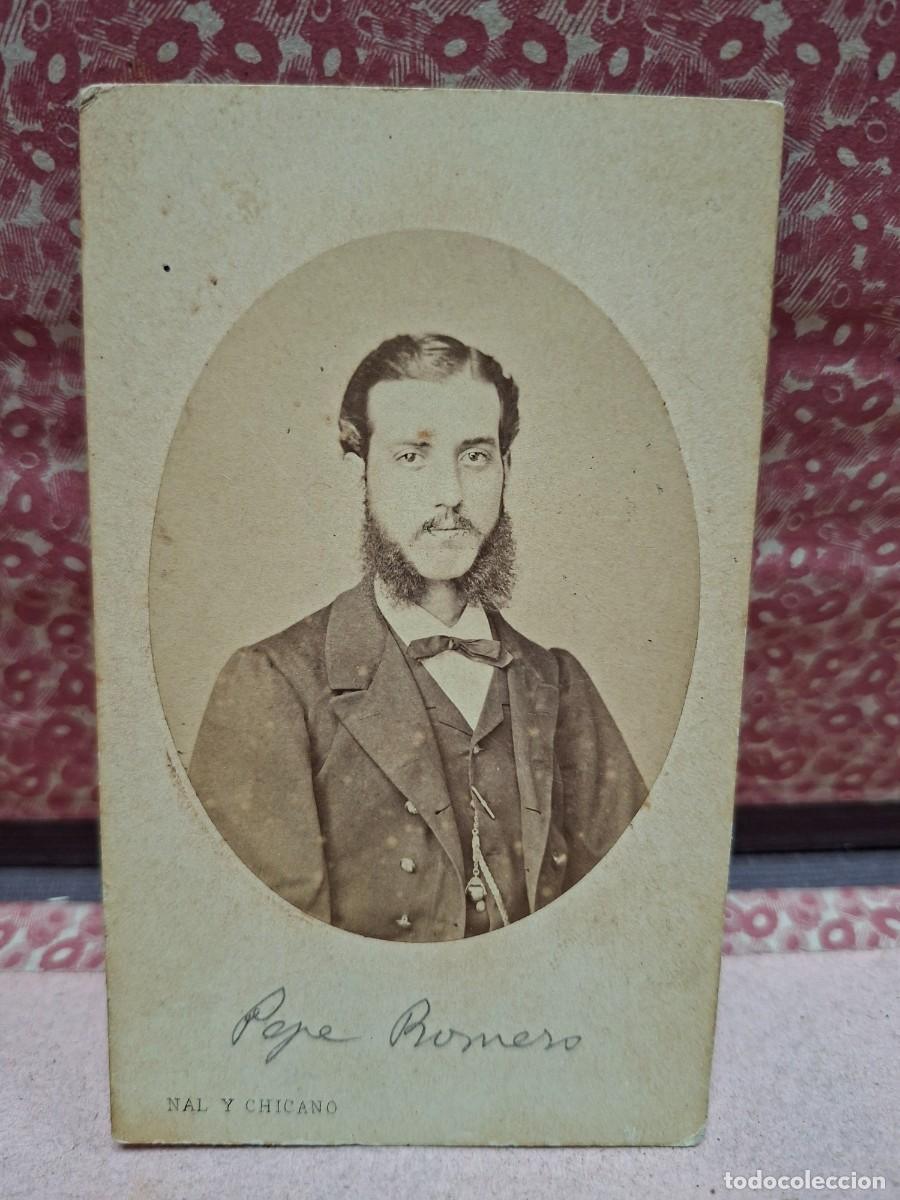 Fotograf&iacute;a antigua: ANTIGUA FOTOGRAFIA ALBUMINA CDV RETRATO PEPE ROMERO NAL Y CHICANO CADIZ S XIX