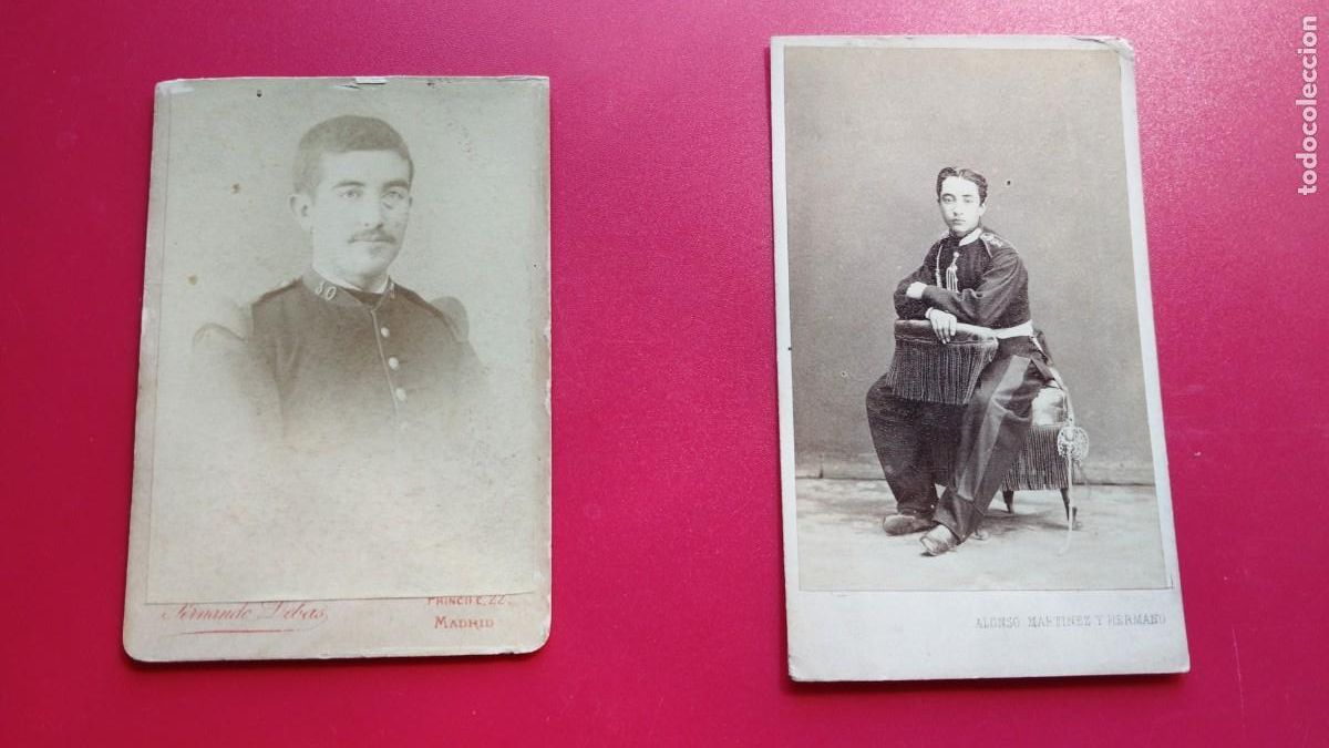 Fotografia antiga: FERNANDO DEBAS.-ALONSO MARTINEZ Y HERMANO.-FOTOGRAFOS.-MILITARES.-CARTE DE VISITE.-MADRID.-SIGLO XIX