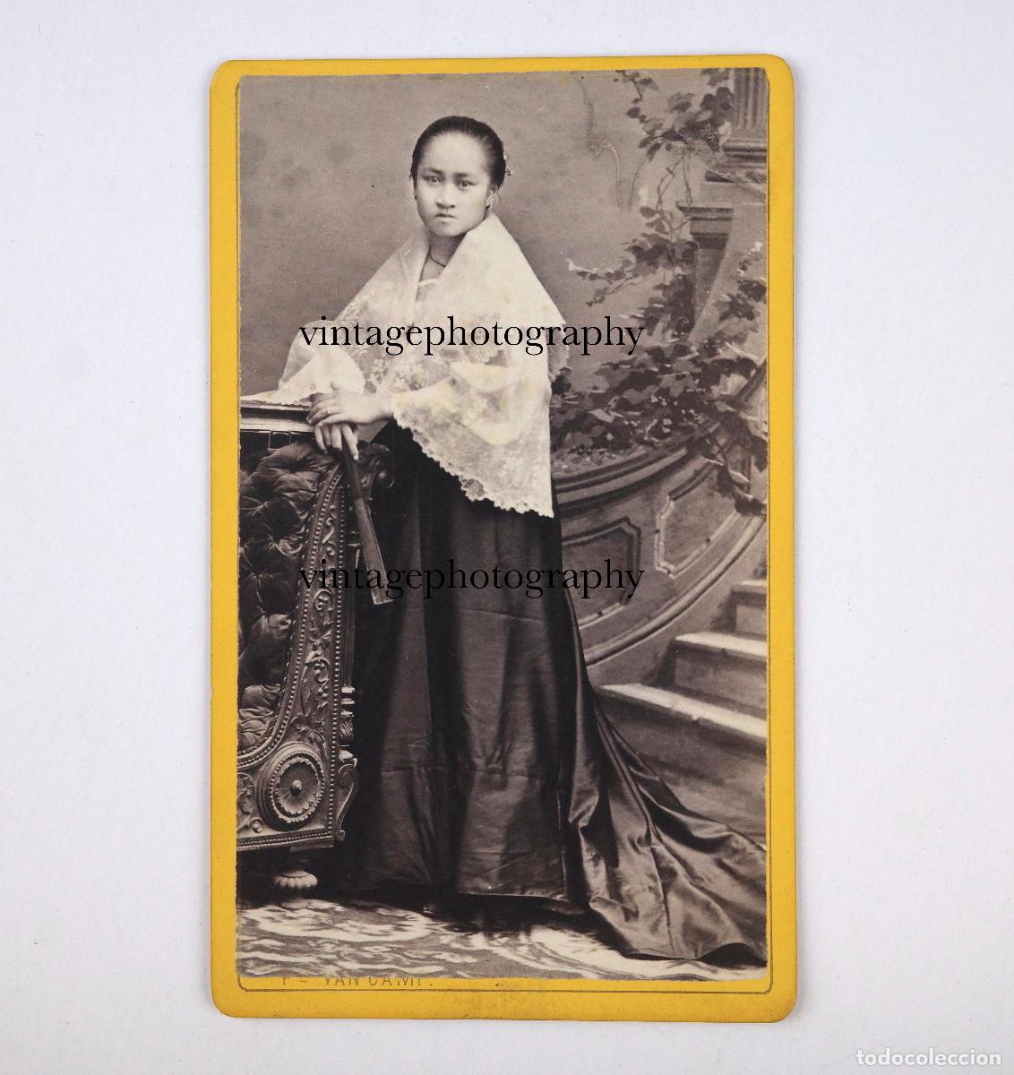 Fotograf&iacute;a antigua: RETRATO DE NI&Ntilde;A FILIPINA, 1860'S. FOTO: VAN CAMP, MANILA. CDV.