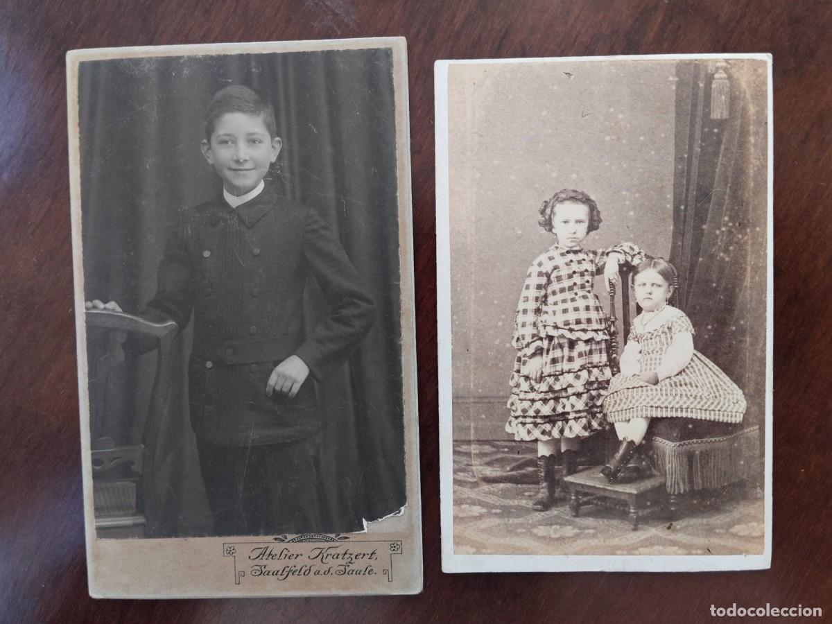 Fotograf&iacute;a antigua: Pareja de CDV de ni&ntilde;os. Ver fotos.