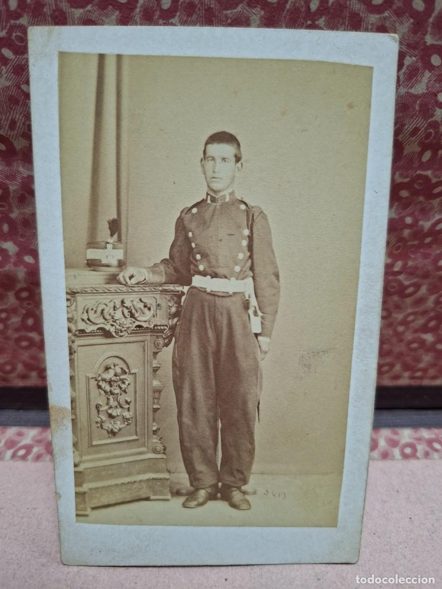 Fotograf&iacute;a antigua: ANTIGUA FOTOGRAFIA ALBUMINA CDV RETRATO MILITAR GUTIERREZ SAN BERNARDO MADRID