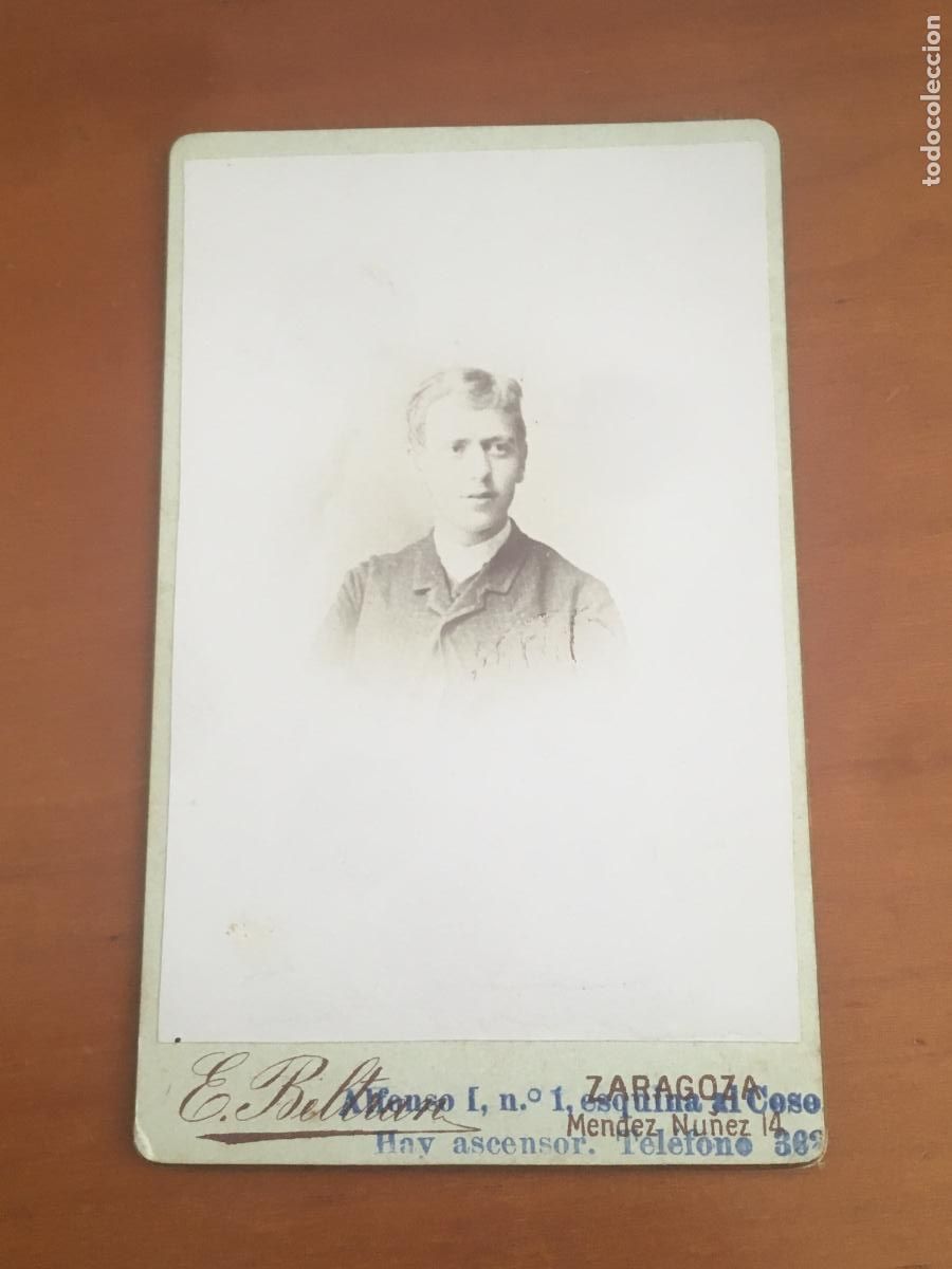 Fotograf&iacute;a antigua: carta de visita CDV fotografia original muy antigua fotografo beltran zaragoza