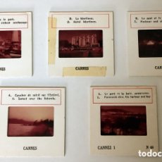Fotografía antigua: 5 DIAPOSITIVAS PANORÁMICAS DE CANNES, AÑOS 60. FILM KOKAK