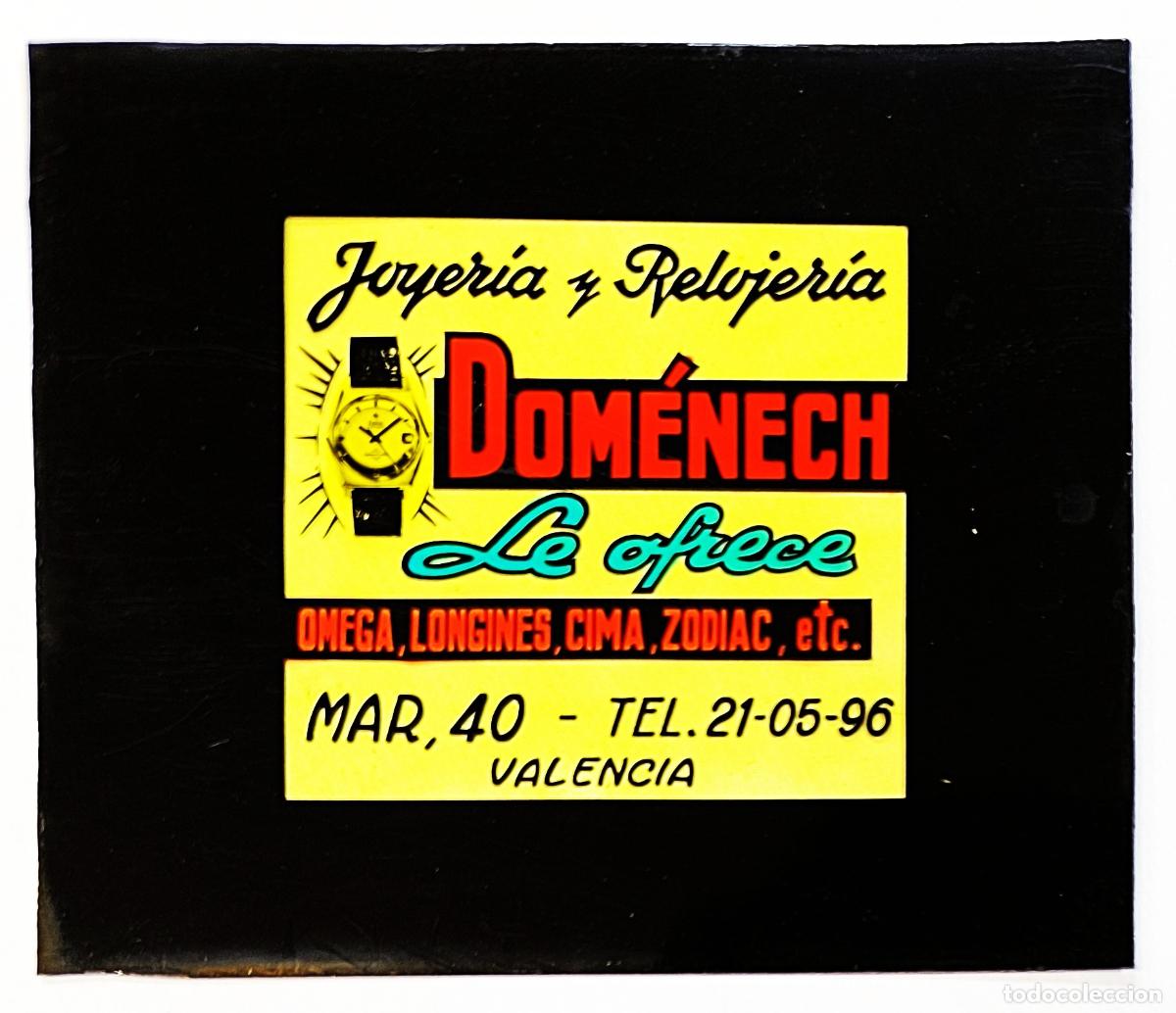 Fotograf&iacute;a antigua: RW DIAPOSITIVA PUBLICIDAD JOYERIA RELOJERIA DOMENECH OMEGA LONMGINES CIMA VALENCIA A&Ntilde;OS 60 70 D33